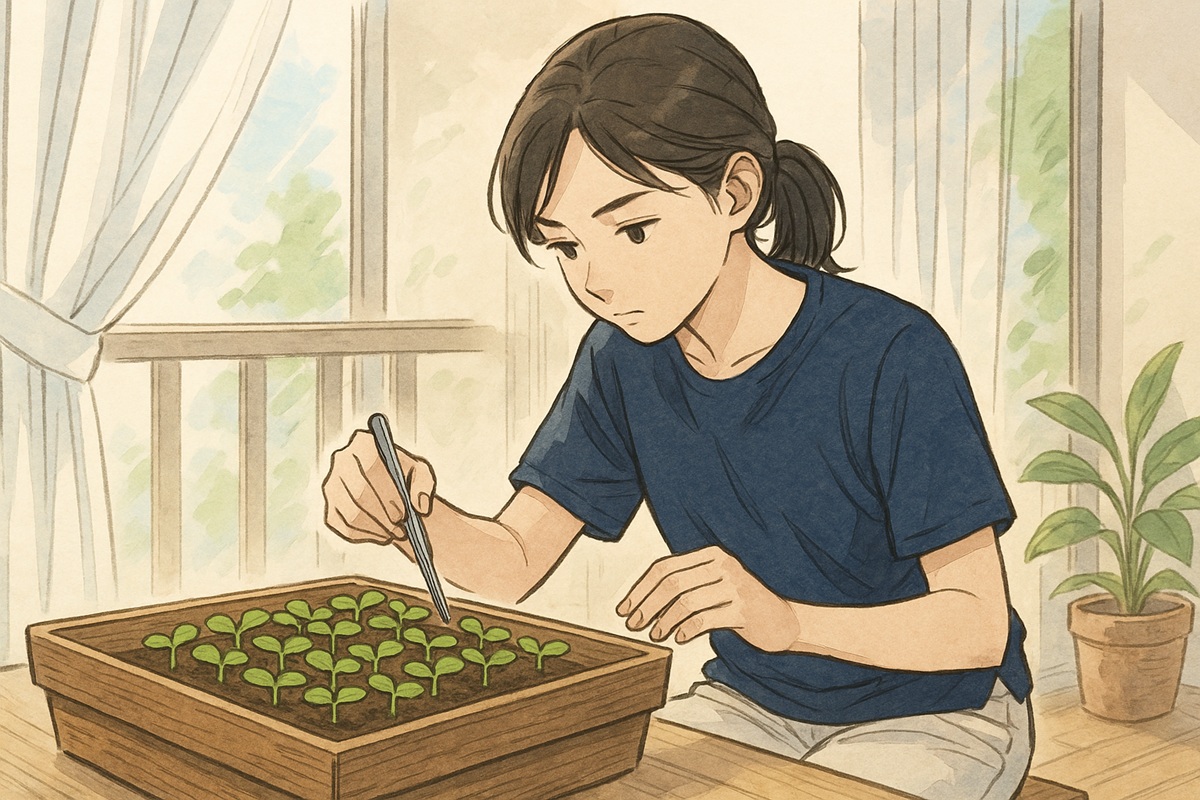 大葉発芽したら行うべき間引き作業