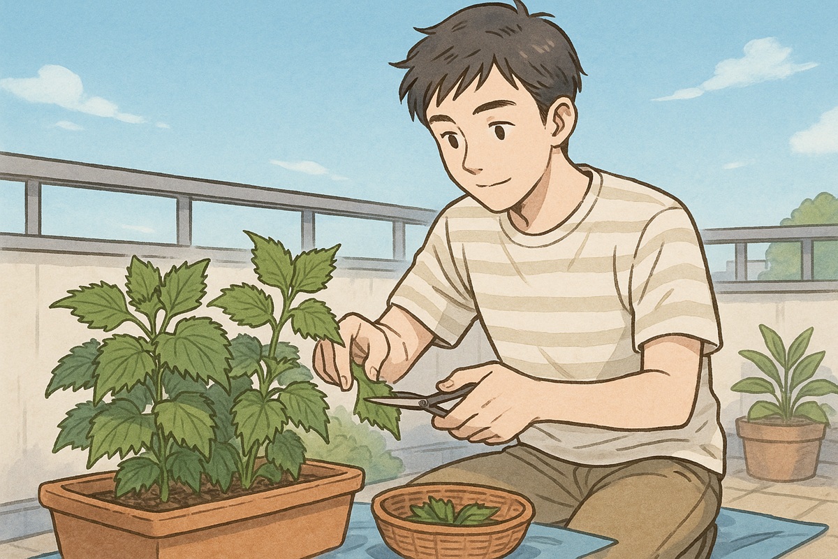 大葉の摘み方の基本と長く収穫するコツ