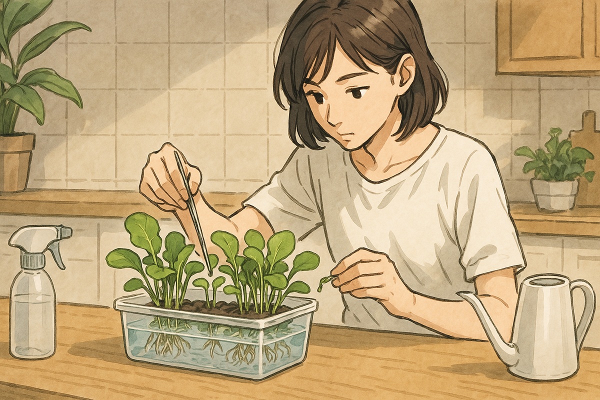 ルッコラを水耕栽培で間引きする注意点