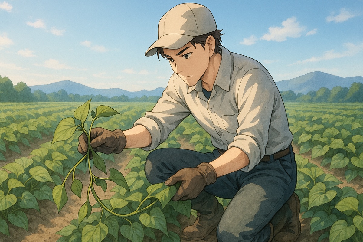 つる返しによるさつまいもの肥大促進の効果