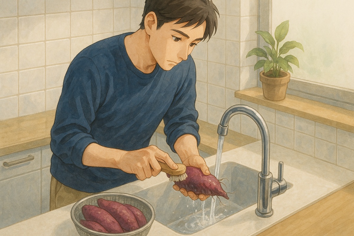 保存や調理前の正しいさつまいものの洗い方