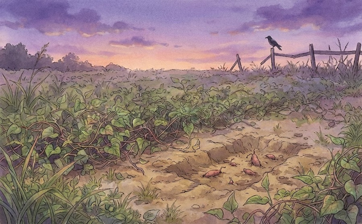 裸地栽培でつる返しをしないとサツマイモが小イモ化するリスク