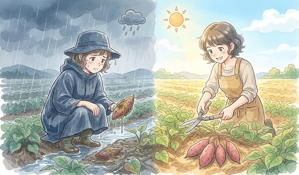 雨の日の作業は避けるべき?さつまいもの腐敗を防ぐ天気の選び方