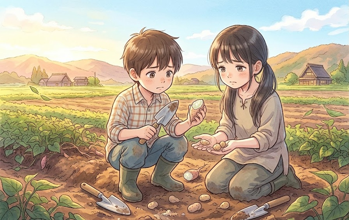 収穫が早いとさつまいもが育ちが悪く小さい・水っぽい食感になる