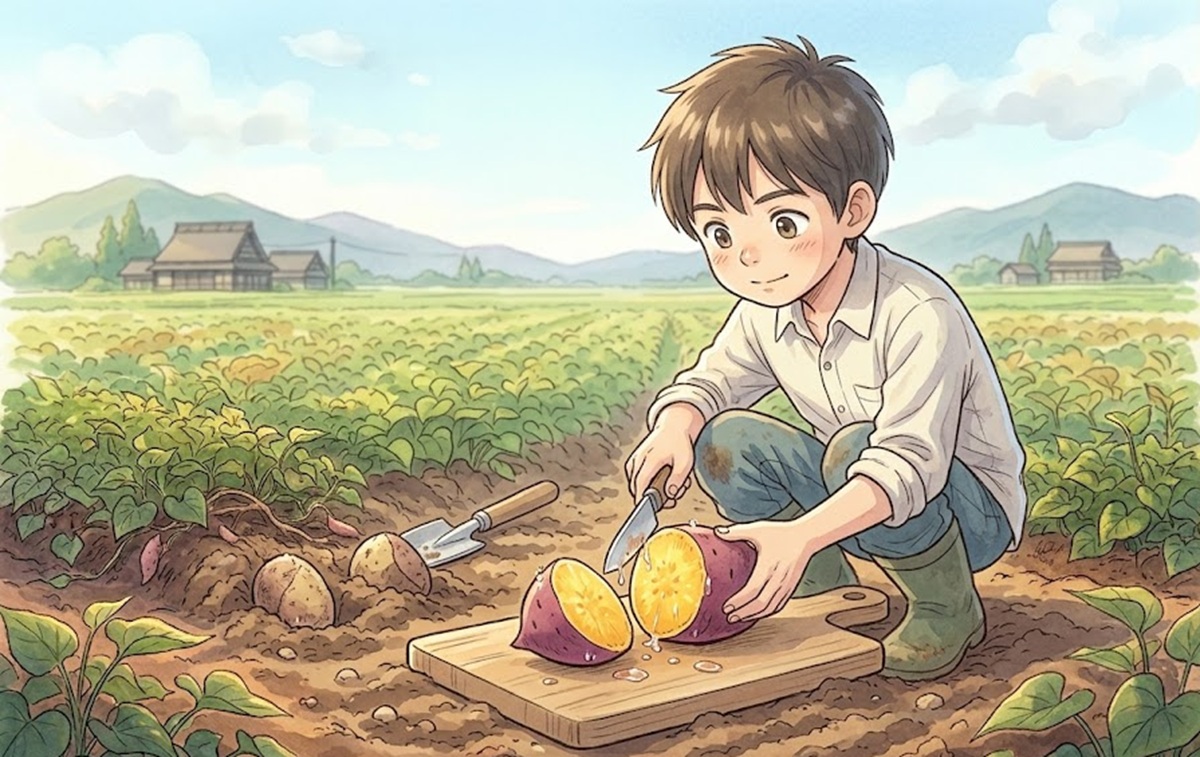 試し掘りでさつまいも内部の成熟度を直接確認する方法