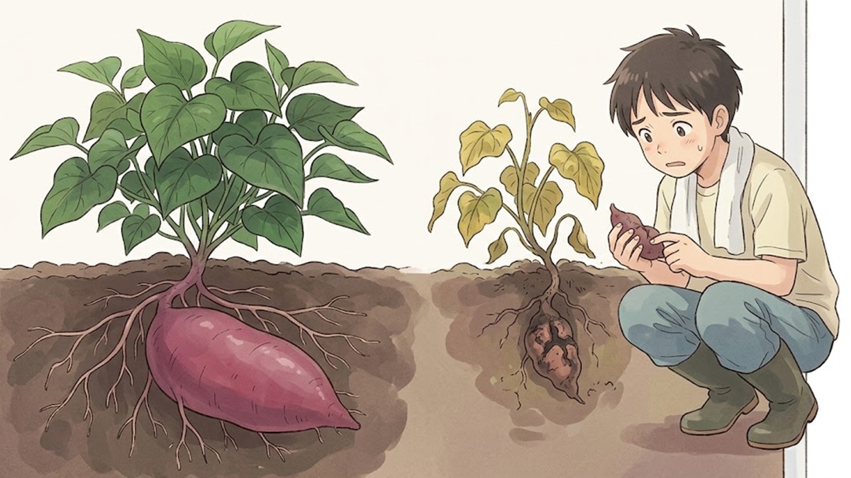 連作障害の発生時にさつまいもで見られる特有の症状